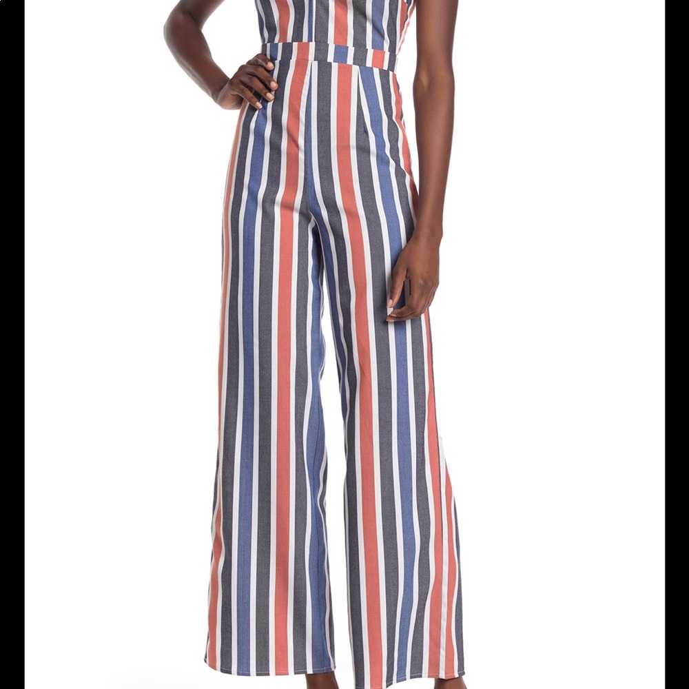 Patriotic stripe wide leg jumpsuit